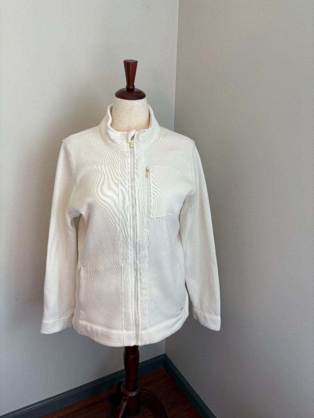 Calvin Klein White Full Zip Fleece Lined Jacket Sweater Women’s XL